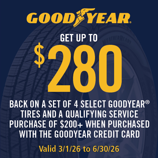 Get up to $280 Back on a Set of 4 Goodyear Tires with the Goodyear Credit Card