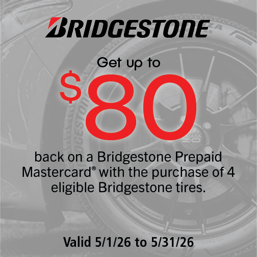 Get up to $80 Back on a Set of 4 Select Bridgestone Tires