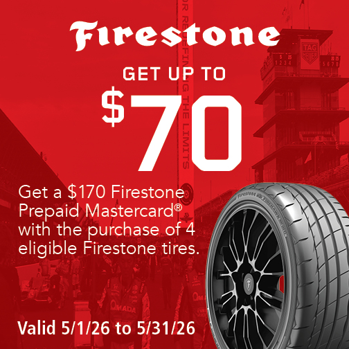 Get up to $70 Back on a Set of 4 Select Firestone Tires
